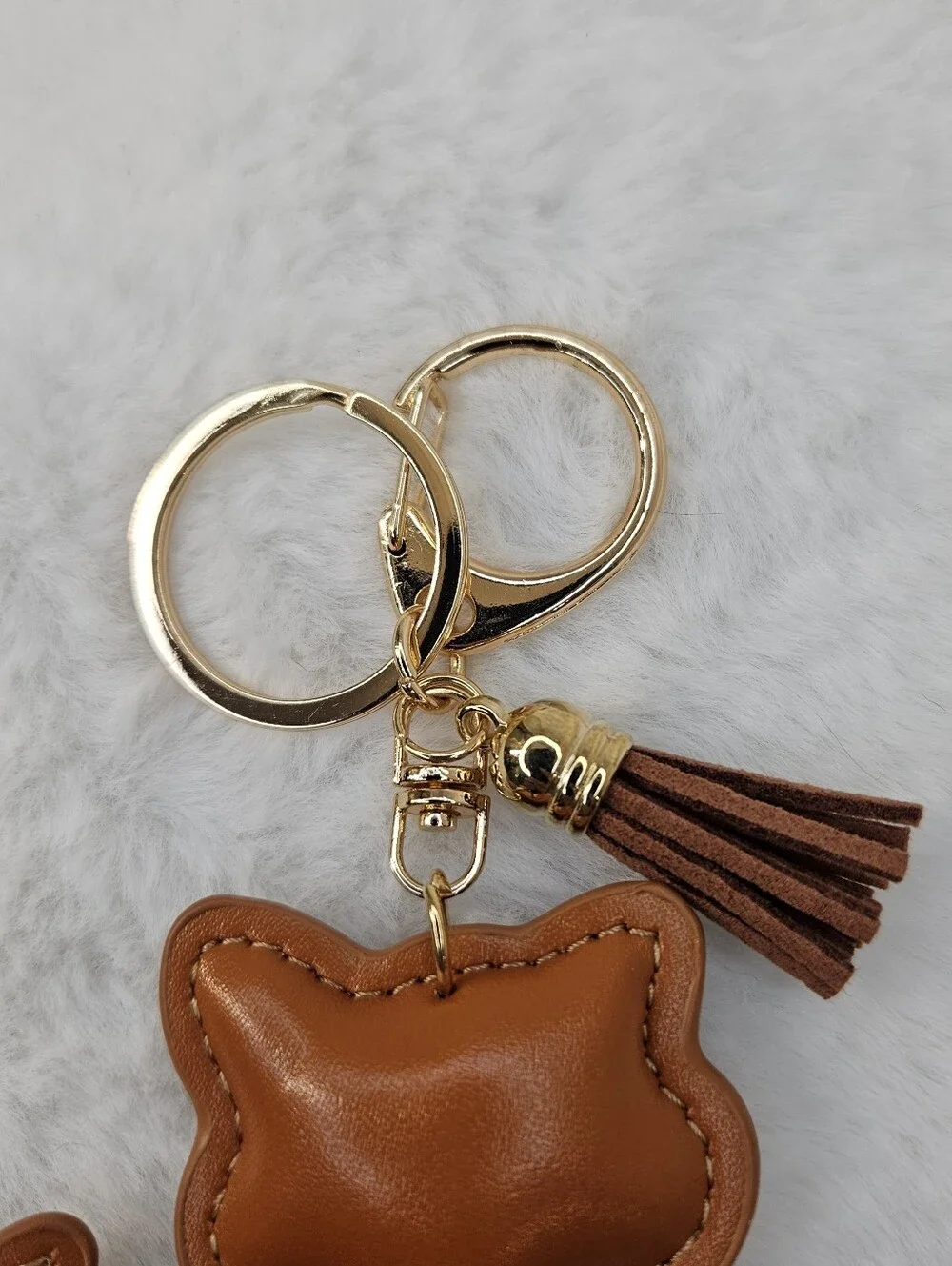 Lucky Girl Brown Cat Keychain Purse Charm